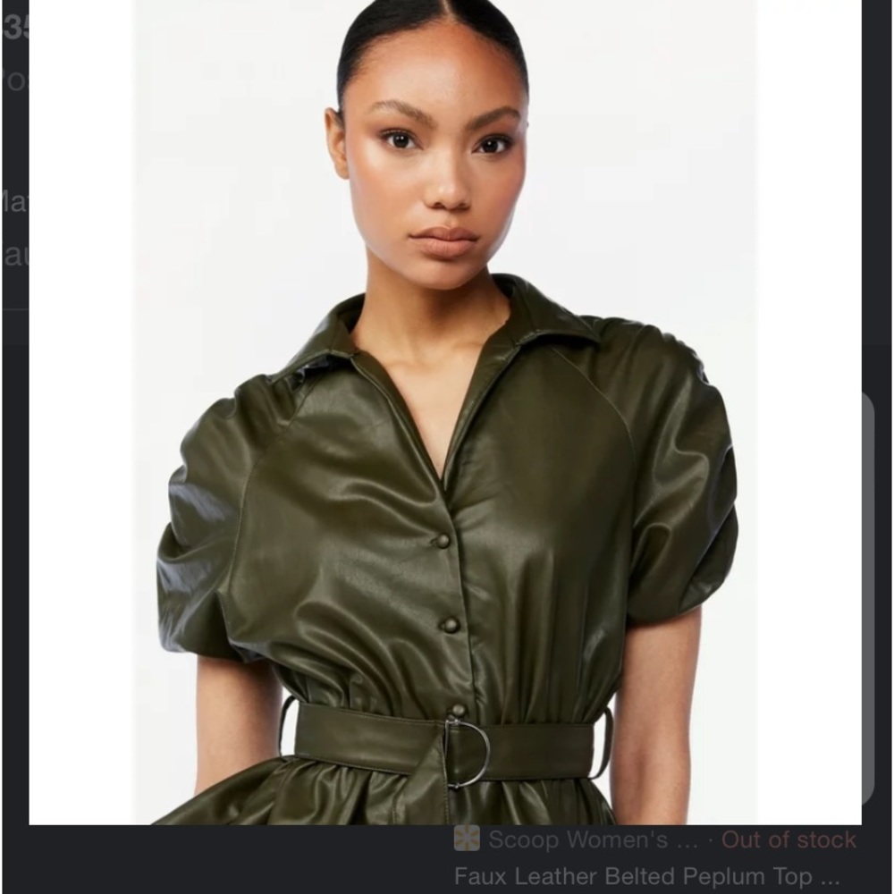 Scoop Faux Leather Peplum Top